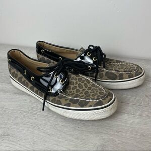 SPERRY Top-Sider Biscayne Boat Shoes Leopard/Black Patent Size 9